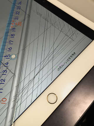 iPad pro物差しで斜めに線を引く
