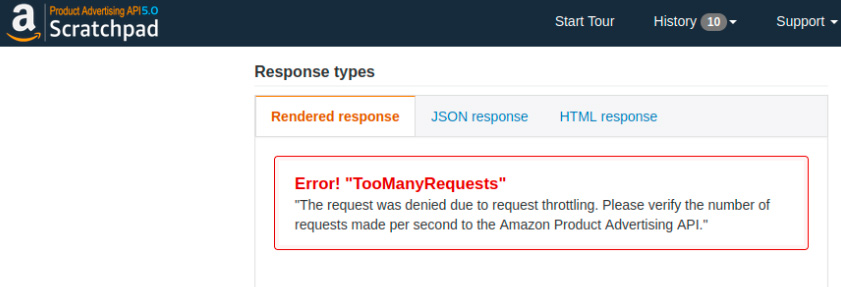 Amazonアソシエイトのツール・エラー画面