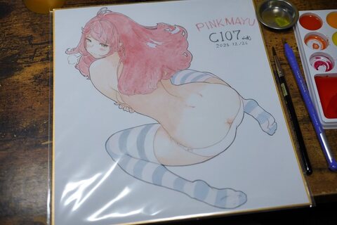 というわけでコミケC107、カラーインク色紙3枚会場に持っていきます。「ピンク真悠」「Milktank整備見栄子」「 だっす真琴ちゃん」それぞれ¥42000で頒布予定ですのでよろしくお願いいたしますｯ