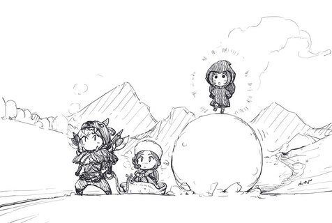 豪雪地帯に入った三戦士は避難小屋を建て始める。 - the Sword of KISHI MIEKO -