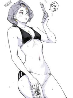 ビーチで生を片手に休暇中、仕事メールを受け取り若干ムッとしている主任の図