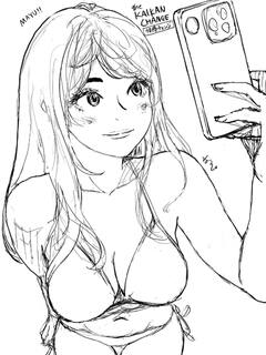 画集R4のメロンブックス限定特典カード向け真悠さん下書きのビキニ着てるバージョン👙